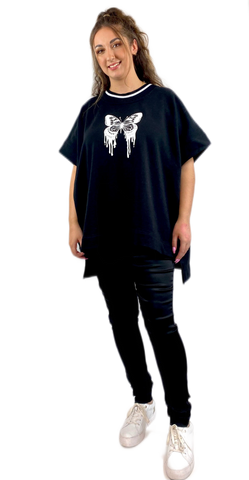 The Butterfly Effect- Black Cotton Sweat-shirting