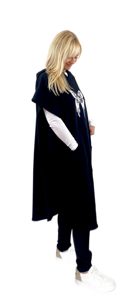 The United Tunic- Black Cotton Sweat-shirting