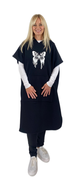 The United Tunic- Black Cotton Sweat-shirting