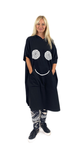 The United Tunic- Black Cotton Sweat-shirting