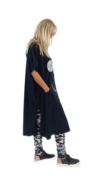 The United Tunic- Black Cotton Sweat-shirting