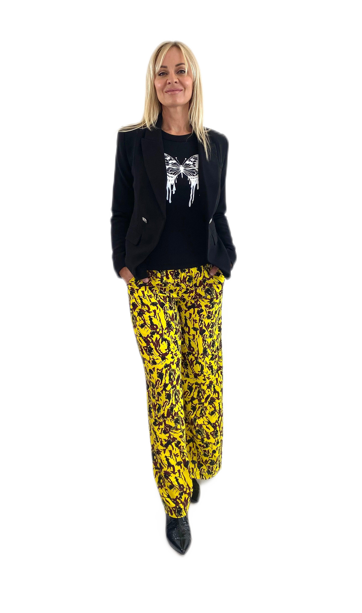 Izzy Pants- Yellow Cargo Print