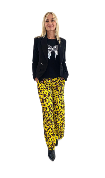 Izzy Pants- Yellow Cargo Print