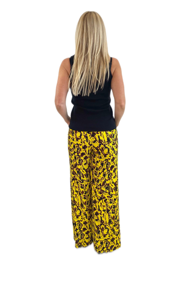 Izzy Pants- Yellow Cargo Print