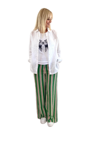 Izzy Pants-Green Stripe Print