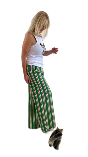 Izzy Pants-Green Stripe Print