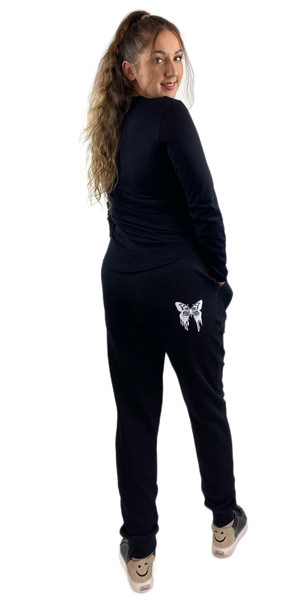 Orchid Track Pants with 'The Butterfly Effect' print