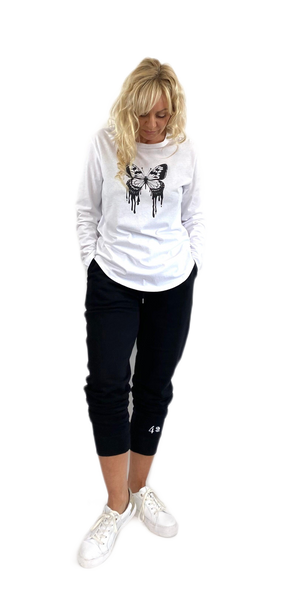 Orchid Track Pants with 'The Butterfly Effect' print