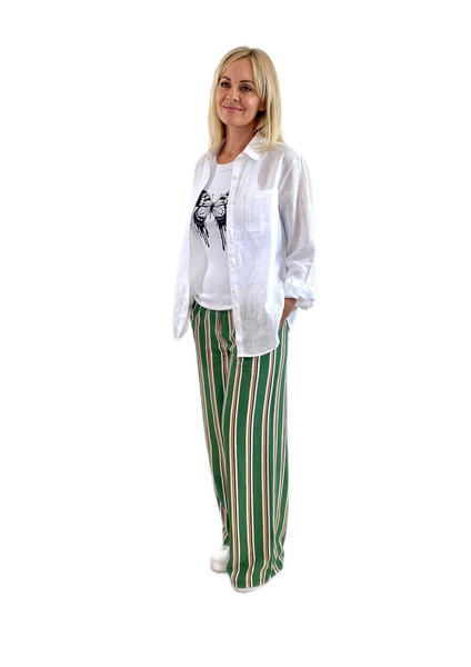 Rose Linen Shirt with 'The Butterfly Effect' print